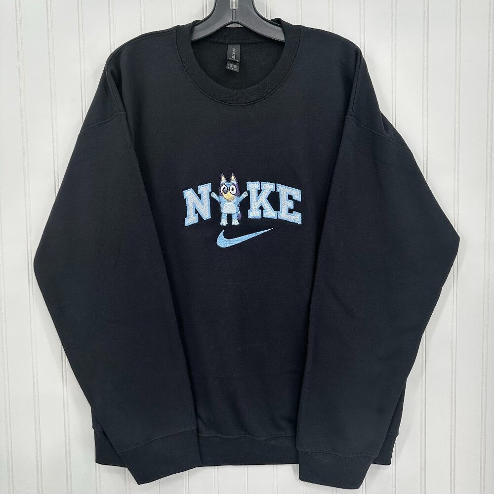 Nike Bluey Sweatshirt Embroidered Adult Unisex Crewneck Cartoon Dog Sisters Gift - Picture 7 of 7